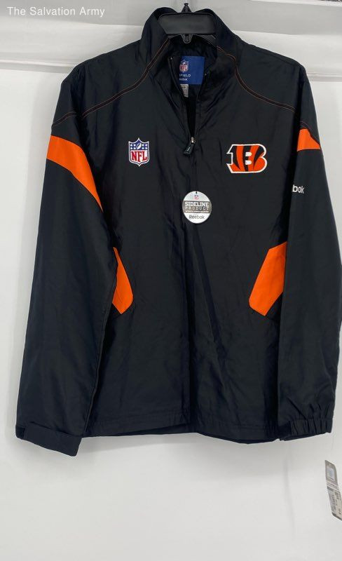 Reebok Mens Orange Black Cincinnati Bengals On Field Sideline NFL Jacket Size S