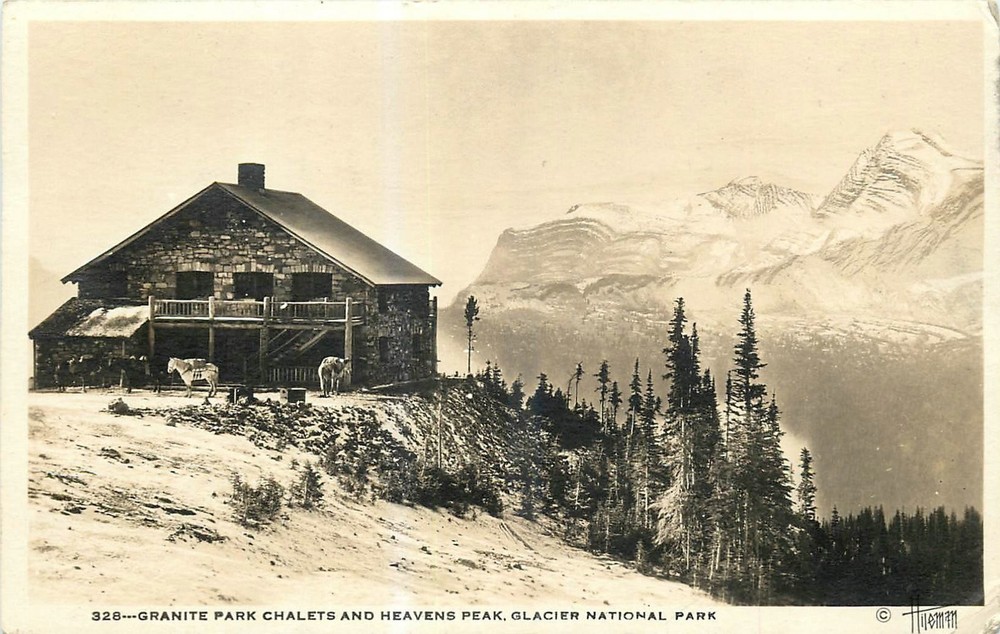 1924 Montana Heilman Granite Park Chalets Glacier RPPC Postcard 26-1143