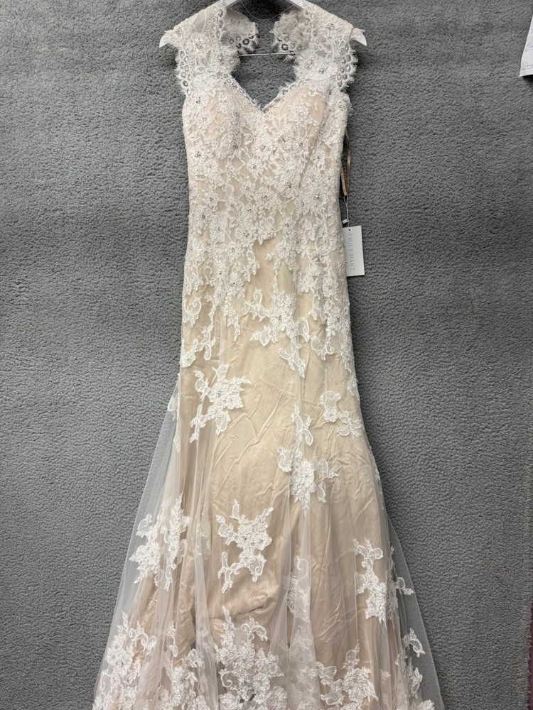 Emmaline Bridal Ivory Beaded Lace A Line Dress Women's Size 10 NWI
