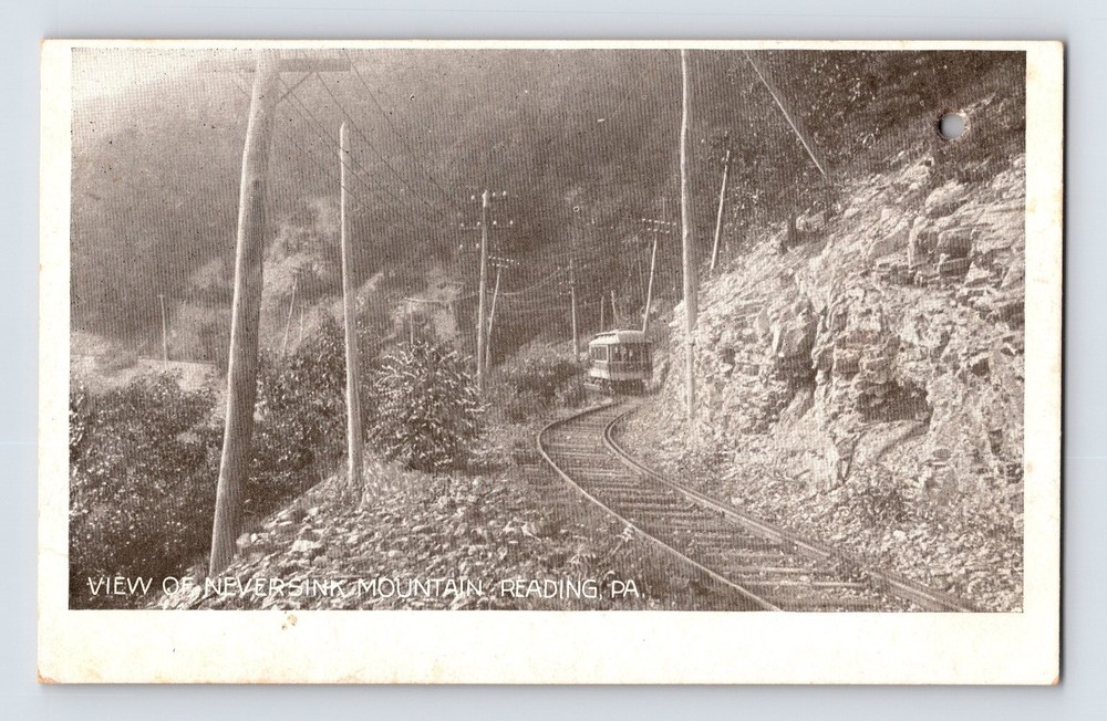 Vintage View of Neversink Mountain Reading PA Lithograph Postcard