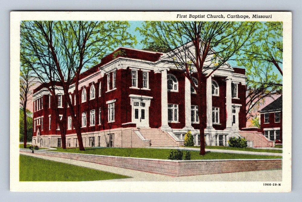 Carthage MO-Missouri First Baptist Church Vintage Postcard