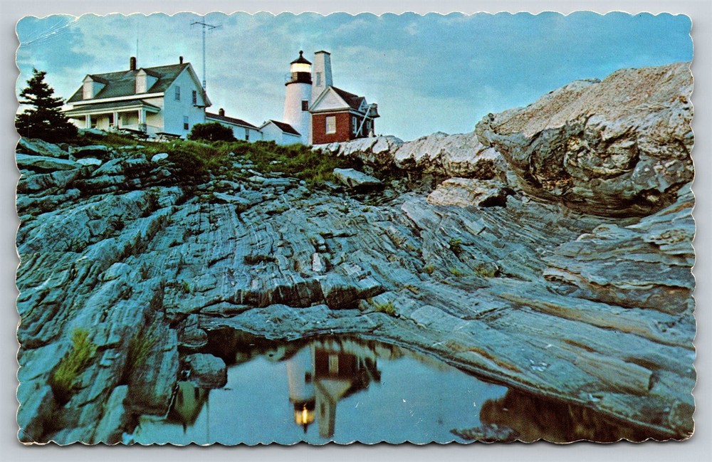Maine Pemaquid Lighthouse at dusk Postcard, C4