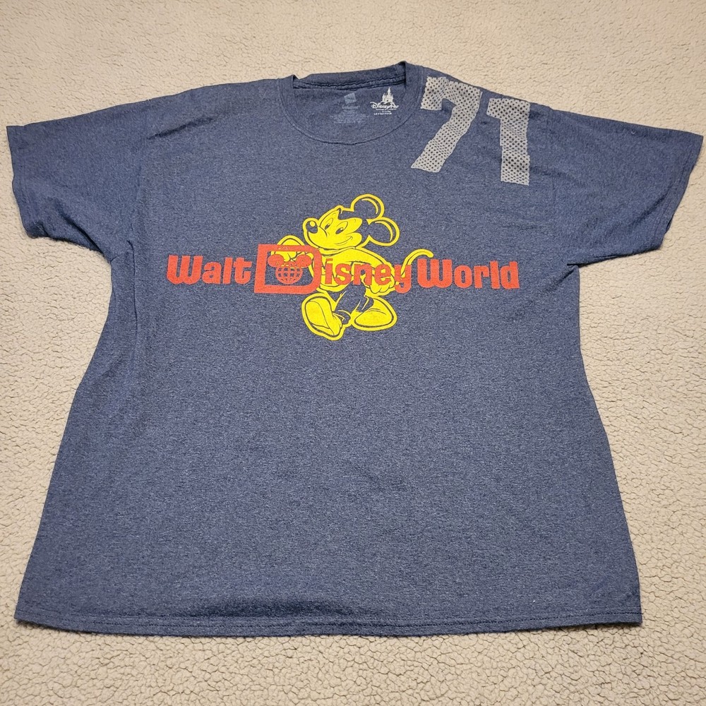 Disney Shirt Adult Exta Large Blue Mickey Mouse 1971 Short Sleeve Walt World