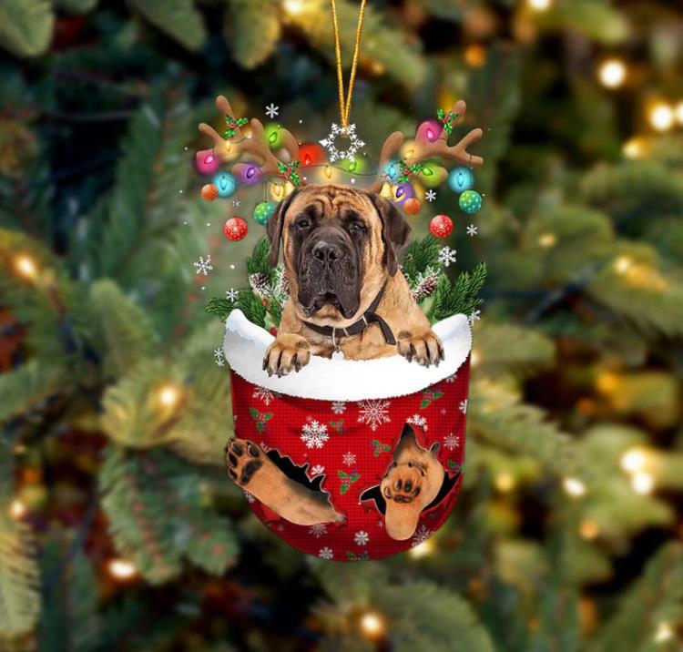English Mastiff In Snow Pocket Christmas Ornament