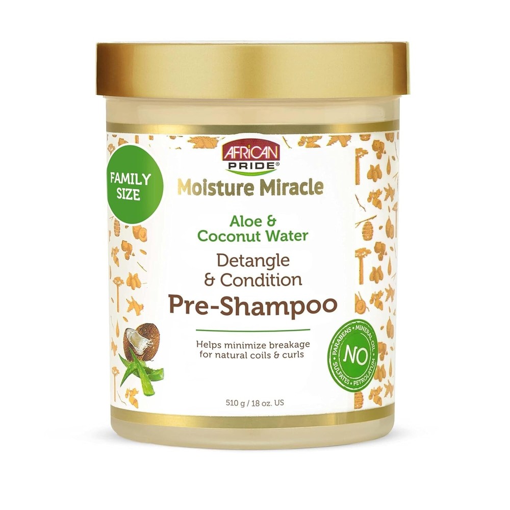 African Pride Moisture Miracle Aloe Coconut Water Pre-Shampoo for Hydration and Breakage Control