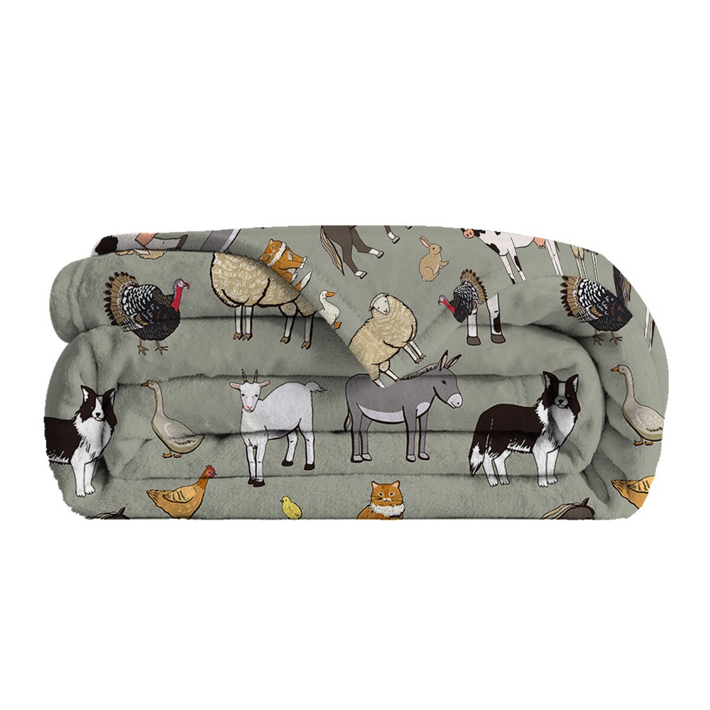 Farm Animal Blanket Warm Cozy Throw Fluffy Sherpa Fleece TV Sofa Bed Couch Cover