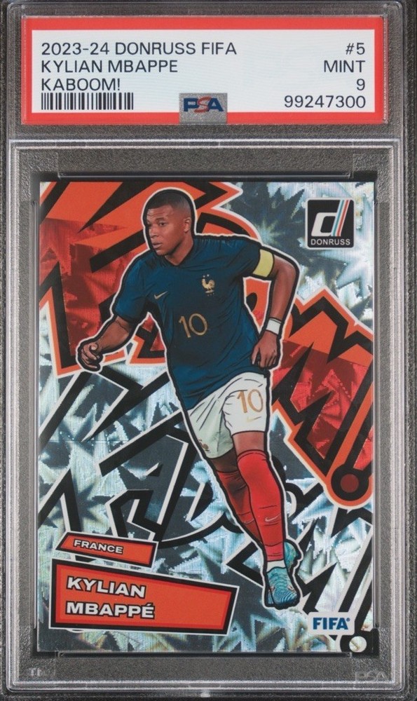 2023 PANINI DONRUSS FIFA KABOOM KYLIAN MBAPPE SSP Real Madrid Soccer France PSA9
