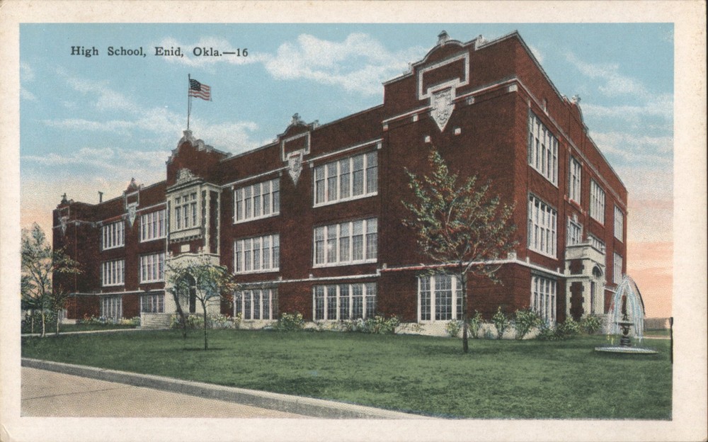 Enid, Oklahoma OK High School Kropp Original Vintage Postcard