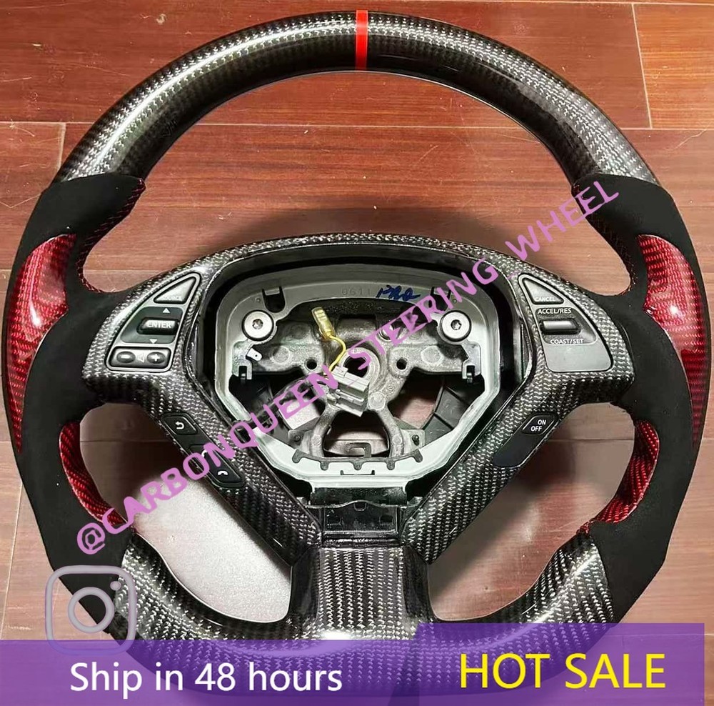 INFINITI  g37/g25/G37X CARBON FIBER STEERING WHEEL+BUTTONS /RED
