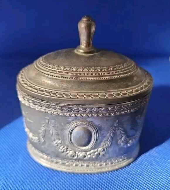 Vintage Godinger Silver Art Co. Plated Ornate Hinged Red Velvet Lined Trinket Bx