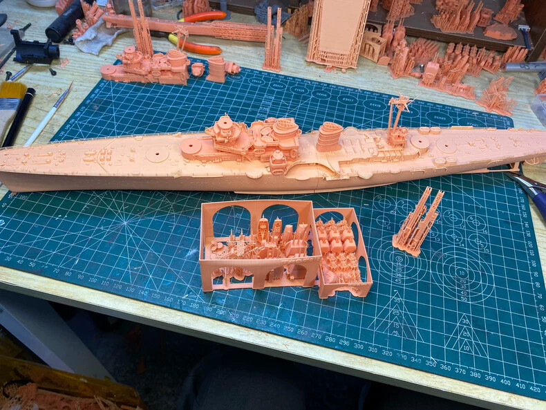 3D Printed 1/350 Italian Duke of Abruzzi Cruiser Unpainted Model Kit NEW！-image