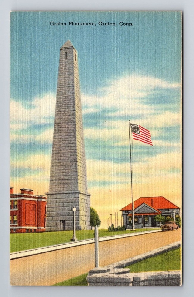 Groton CT-Connecticut, Groton Monument, Antique, Vintage Souvenir Postcard