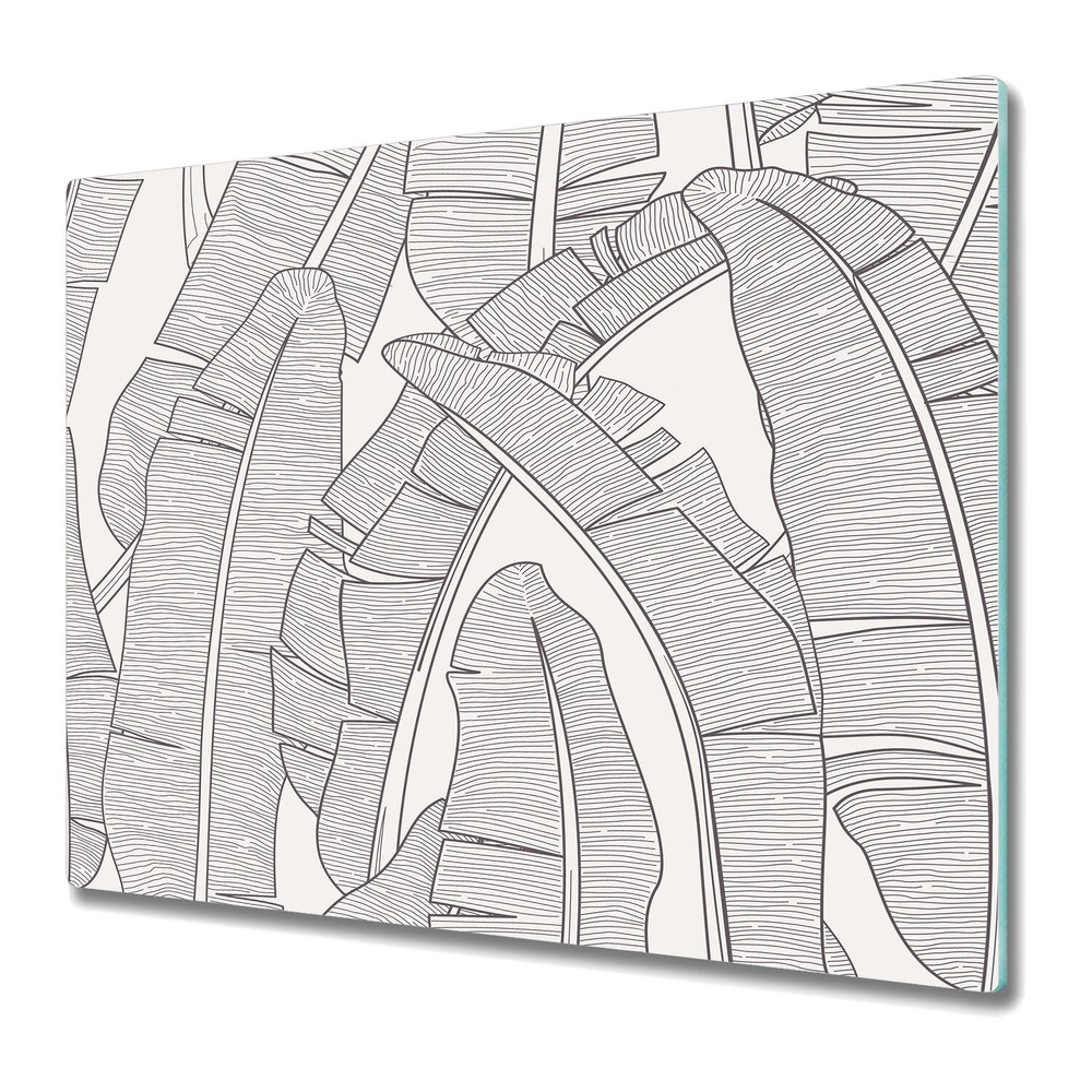 Glass Chopping Board banana leaves Simple black & white Floral 60x52