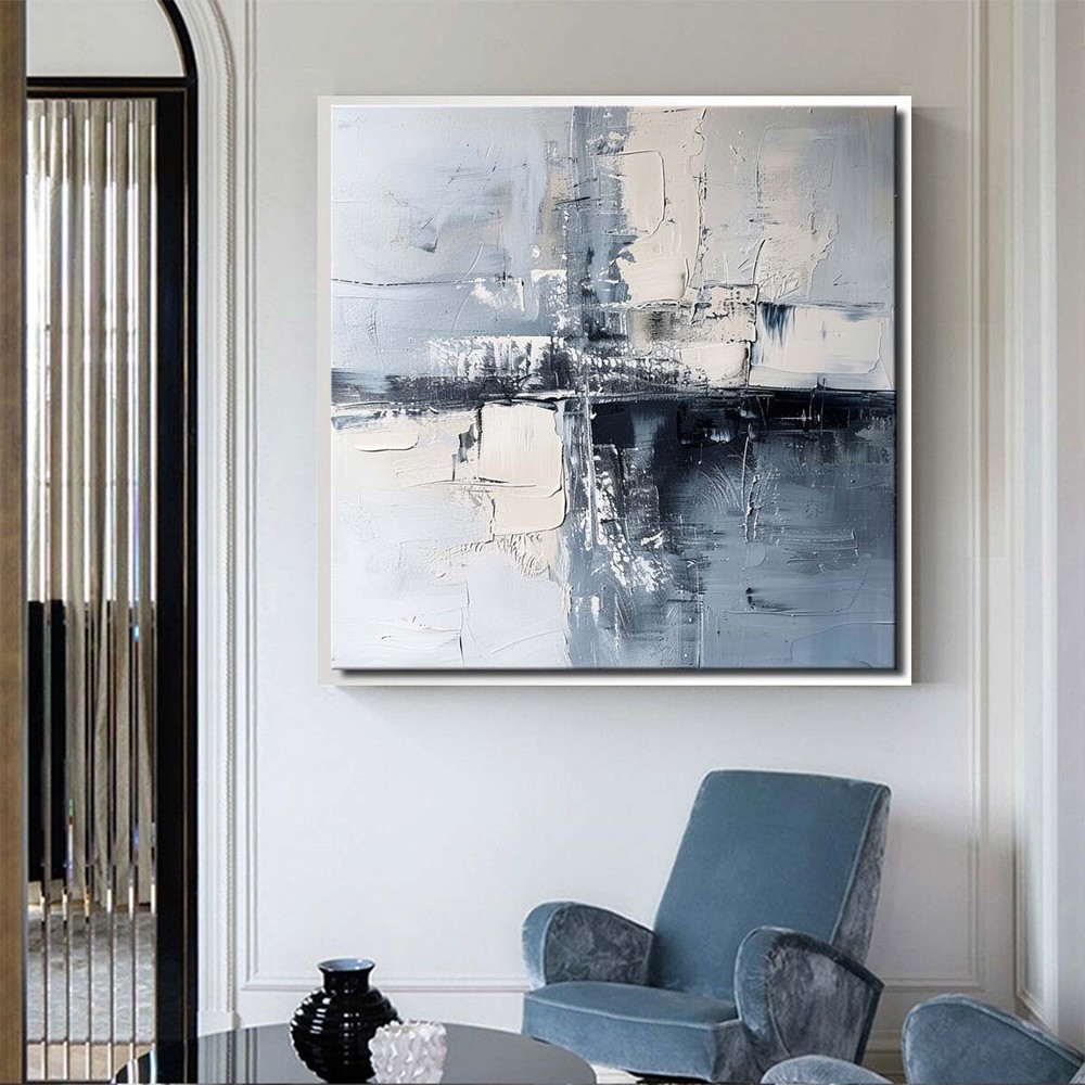 Abstract Wall Art Grey Handmade Texture Oil Paintings On Canvas Home Decor