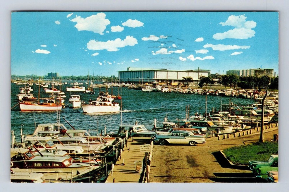 Chicago IL-Illinois, McCormick Place, Burnham Park Yacht Club, Vintage Postcard