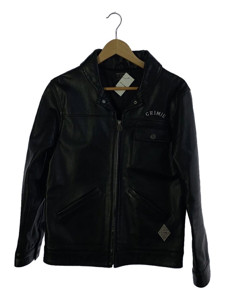 Crimie Leather Blouson Jacket Black Size M C1A-Oto4 173
