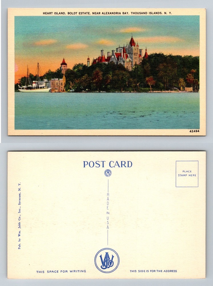 Alexandria Bay, NY-New York, Boldt Castle Heart Island Thousand Vintage Postcard