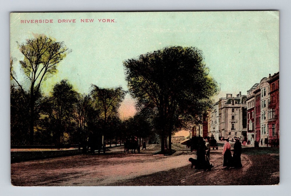 New York City NY, Riverside Drive, People, Carriages, Souvenir, Vintage Postcard