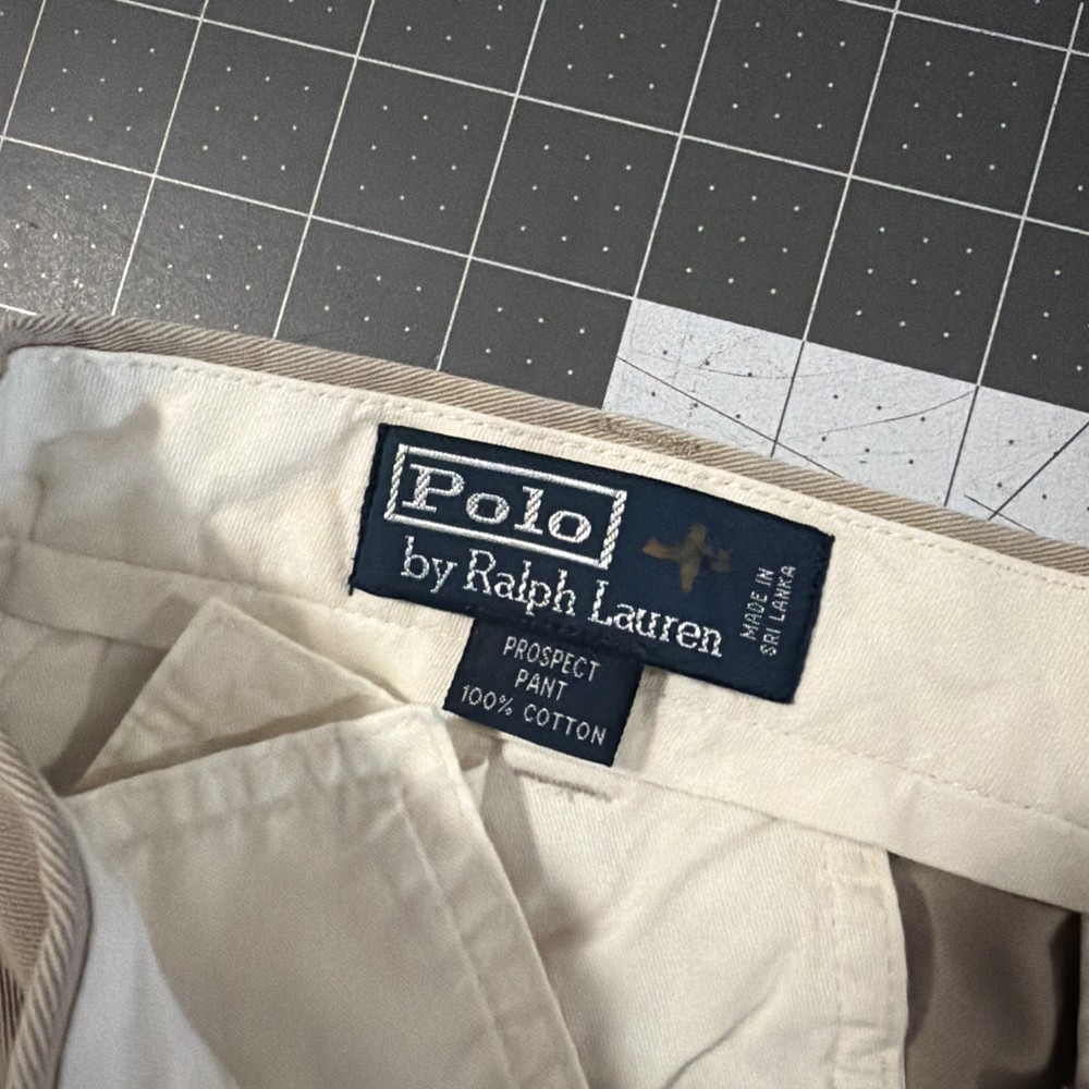 VTG Polo Ralph Lauren Prospect Pants Mens 34x34 Chino Brown Wash Fade Y2K