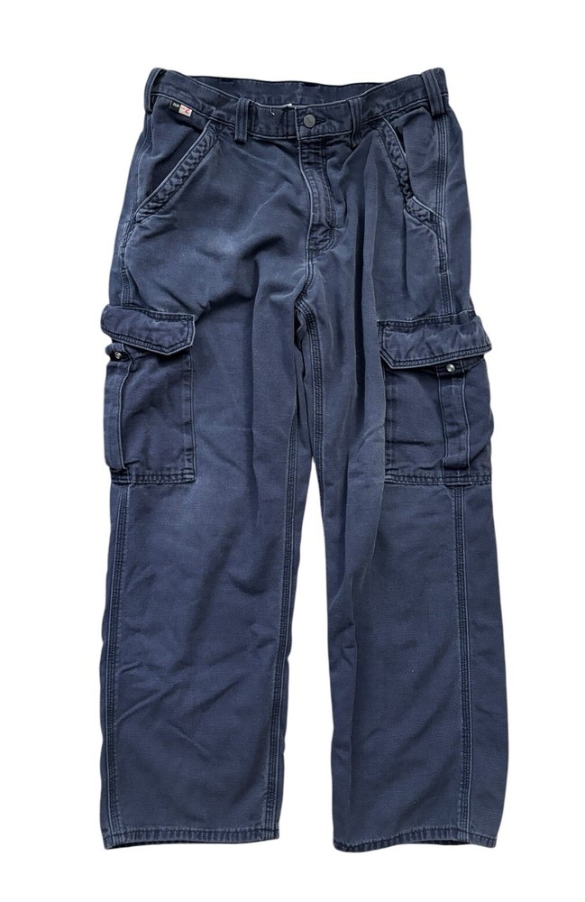 Carhartt Workwear Pants Mens Size 34x30 Blue Cargo Fire Resistant Canvas Relax