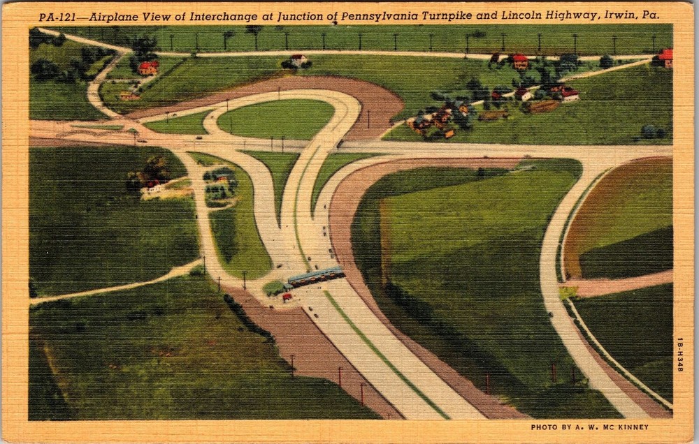 Irwin PA-Pennsylvania, Aerial View Interchange, Vintage Postcard