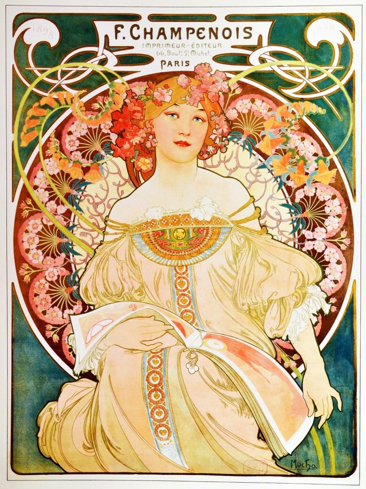 Decor Poster.Interior design Art Nouveau.Mucha French Nymph.6220