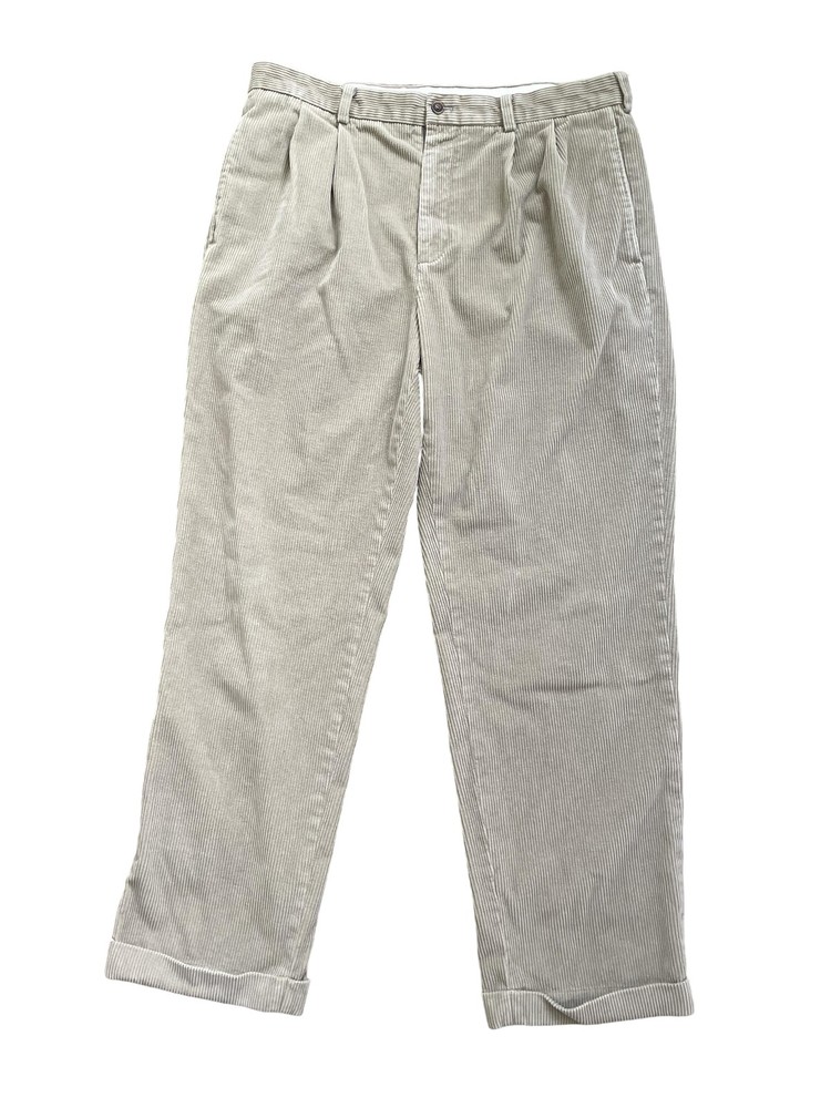 Brooks Brothers 346 Corduroy Pants Mens 36x32 Beige Pleated Front Casual Classic