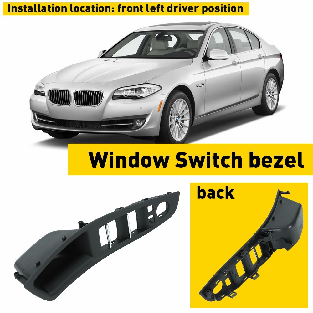 For BMW 520i 528i Driver Black Door Left Pull Handle Window Switch Cover Trim