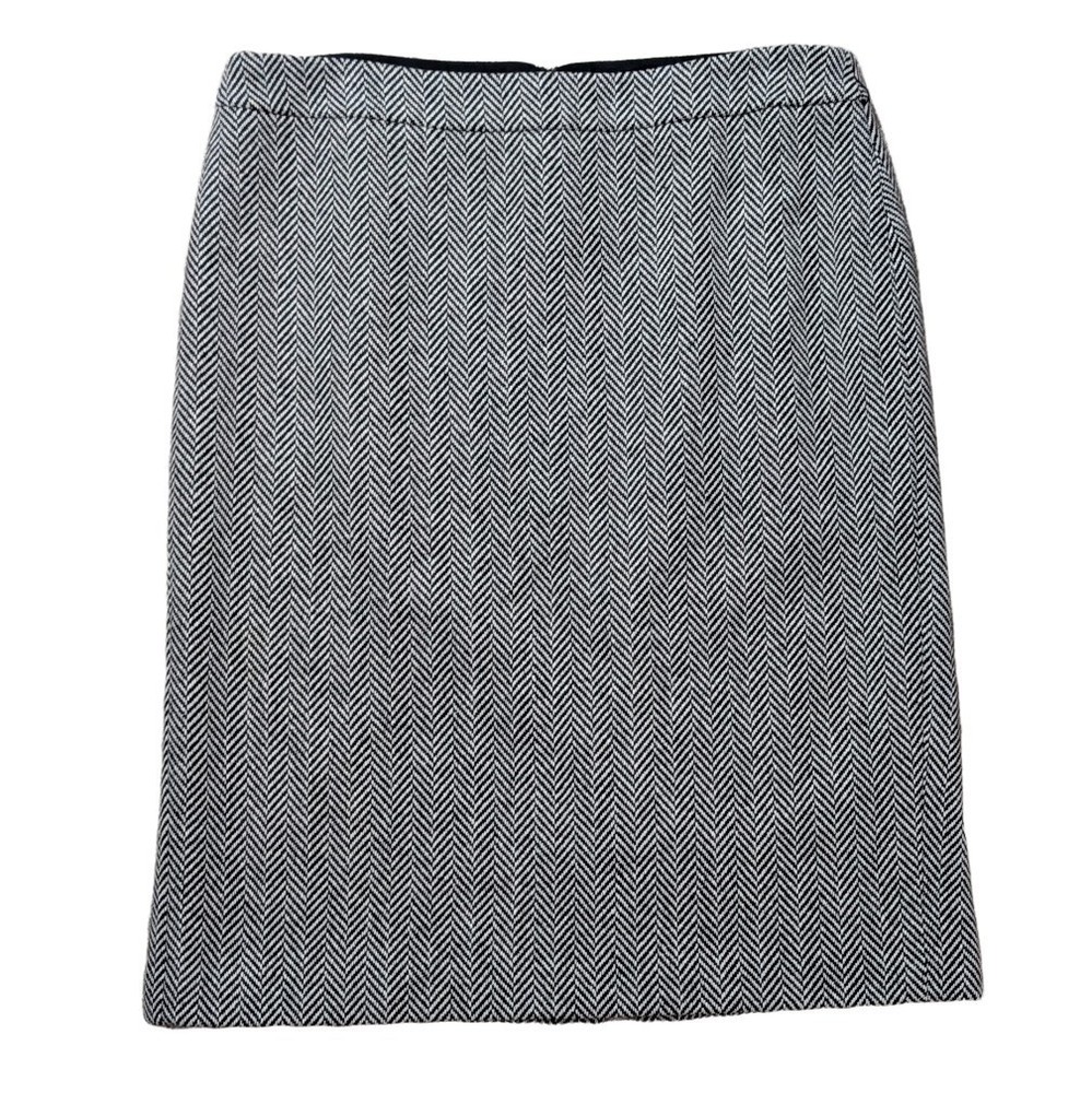 J Crew Herringbone Wool Blend Pencil Skirt Size 8 Career Office