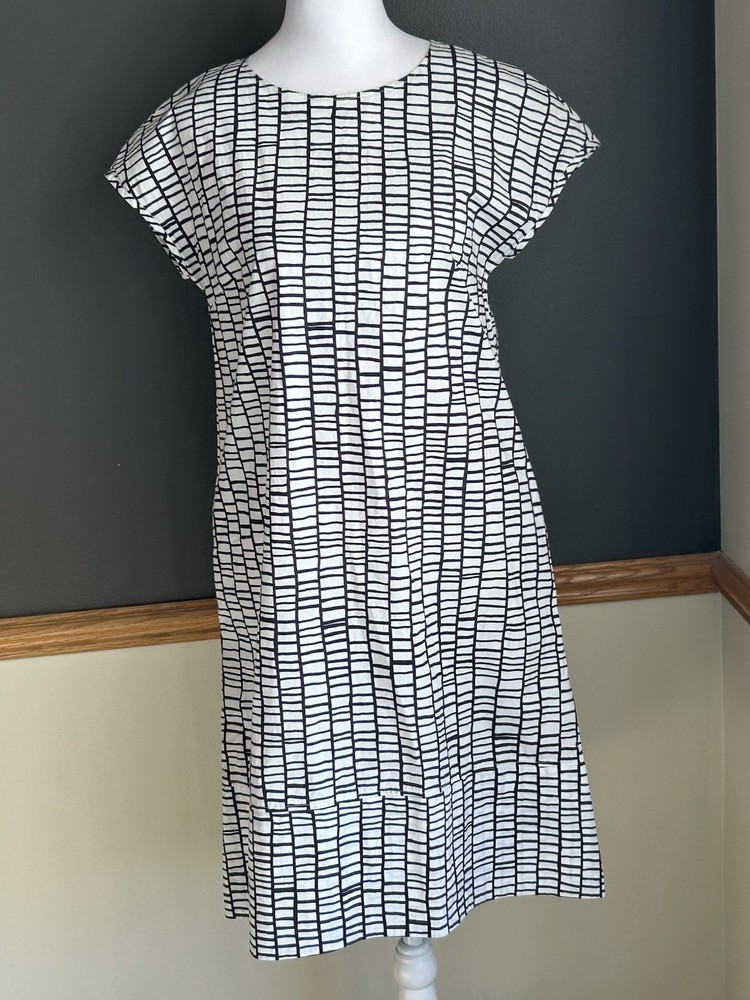 Peserico Women’s Black White Cotton Blend Sheath Dress Size IT 38 US XS