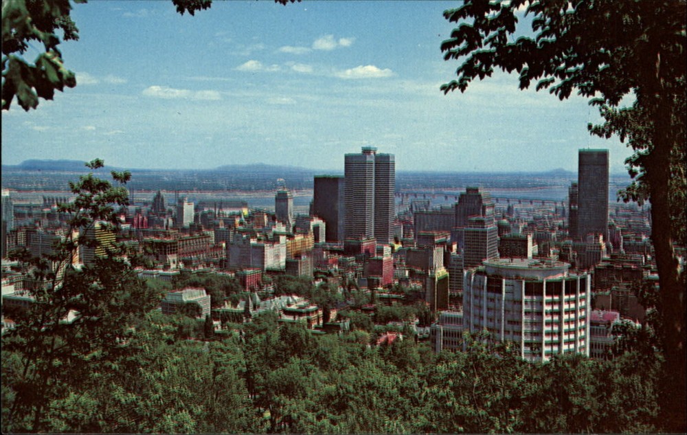 Skyline & Business Section of Montreal PQ Canada from Mount Royal ~ postcard