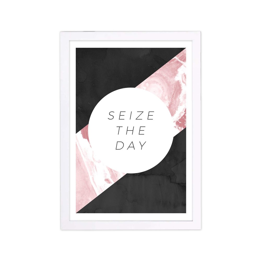 Typography Framed Wall Art Prints 'Seize The Day' Inspirational Quotes and Sa...