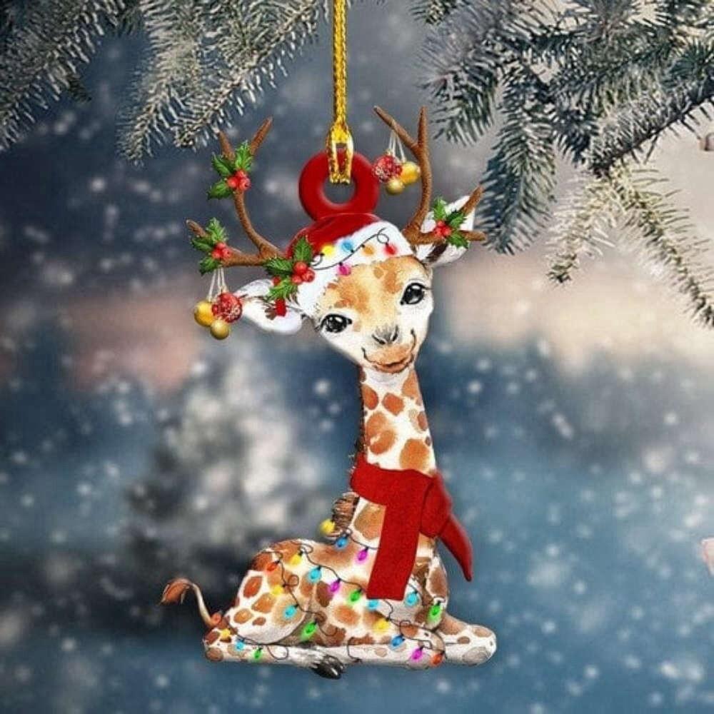 Giraffe Christmas Ornament  Giraffe Holiday Ornament  Giraffe Lovers Xmas Gift