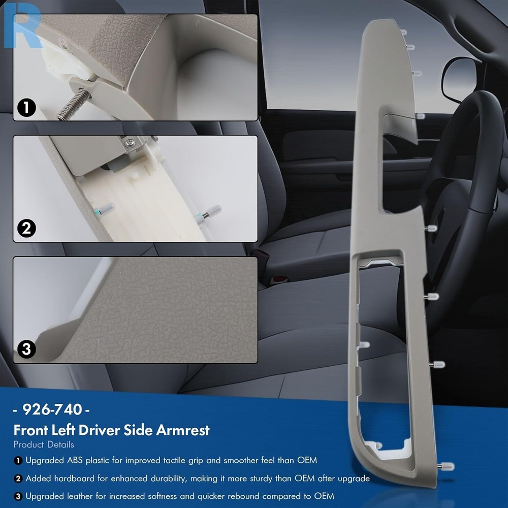2010-2014 Tahoe Silverado Gray Front Driver Side Door Armrest Replacement