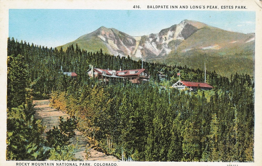 1926 Baldpate Inn and Long's Peak Estes Park Rocky Mountains Colorado Postcard