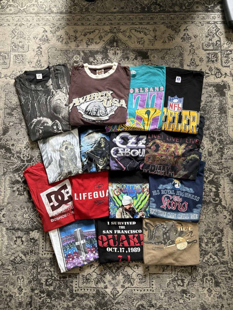 Vintage Y2K AOP 90s -2000s Shirt Lot Of 15 All Size XL Mens Ozzy Band Tee