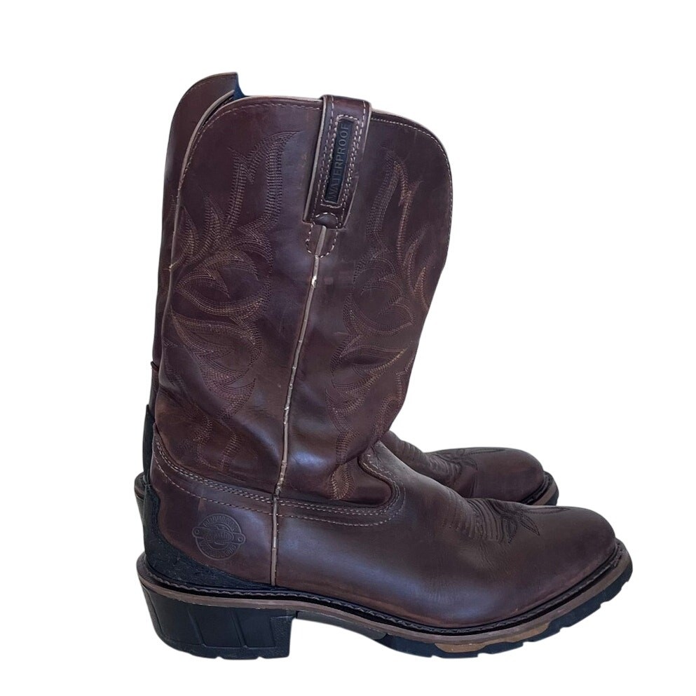 Justin Men's Brown Leather Cowboy Workboots Size 10EE Western Chore WK4936