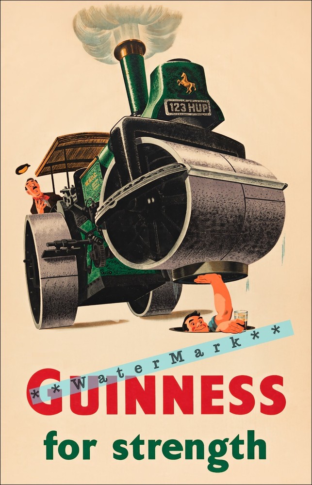 Guinness_Steam_Strenght_1 Vintage Poster Print Happy Lamb Retro Style lArt