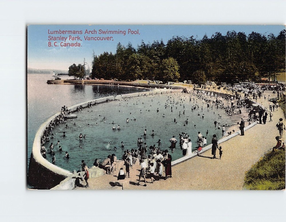 Postcard Lumbermans Arch Swimming Pool Stanley Park Vancouver BC Canada