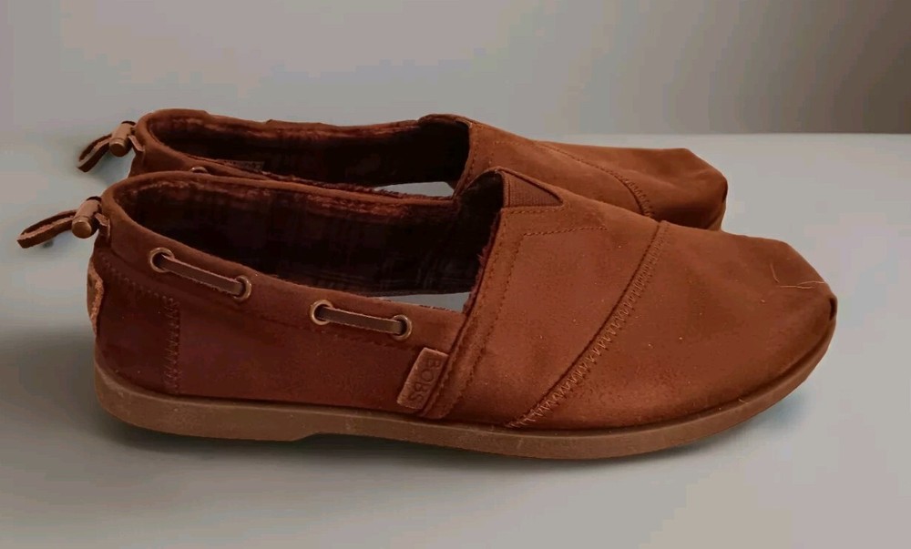 Womens 9.5 Bobs Skechers Chill Lugs Suede Leather Flats Shoes