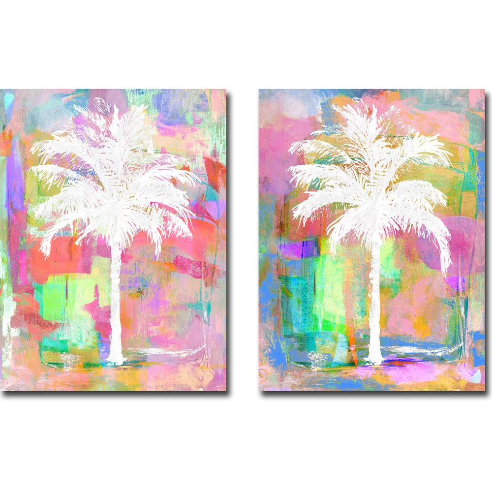 Abstract Palm by Drew 2-pc Gallery Wrap Canvas Giclee Set (24 in x 18 in Each)-image