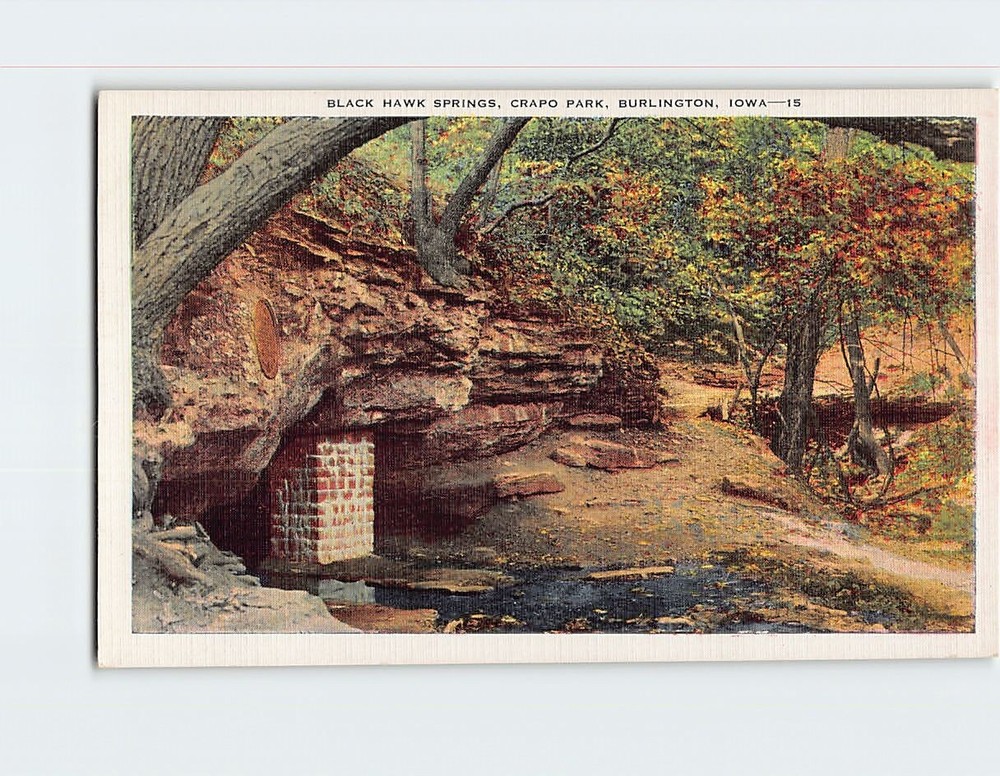 Postcard Black hawk Springs Crapo Park Burlington Iowa USA