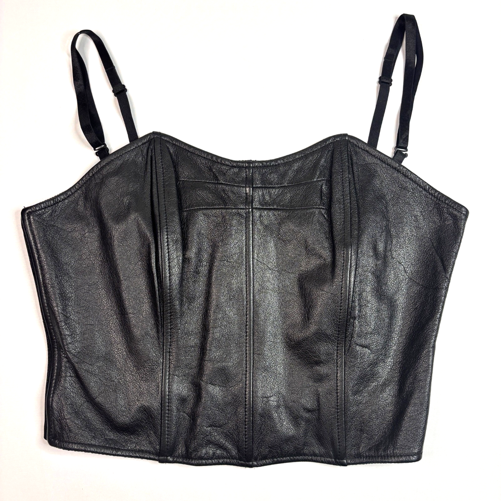 Wilsons Leather Maxima Black Leather Corset Top Women’s Large Bustier Crop Cami