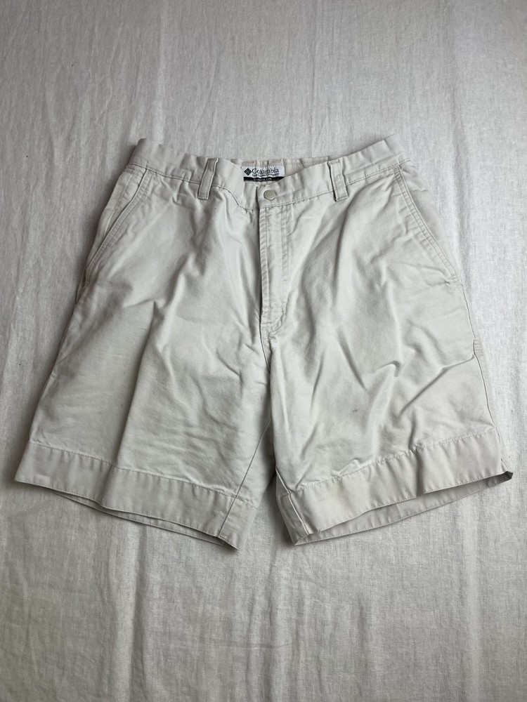 Columbia Flex Beige Mens 32 Cotton Flat Front Outdoorsy Gorpcore Chino Shorts