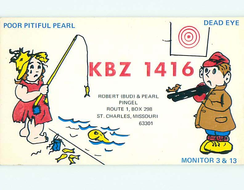 fishing - QSL CB HAM RADIO CARD St. Saint Charles Missouri MO 60.000 cards t9987