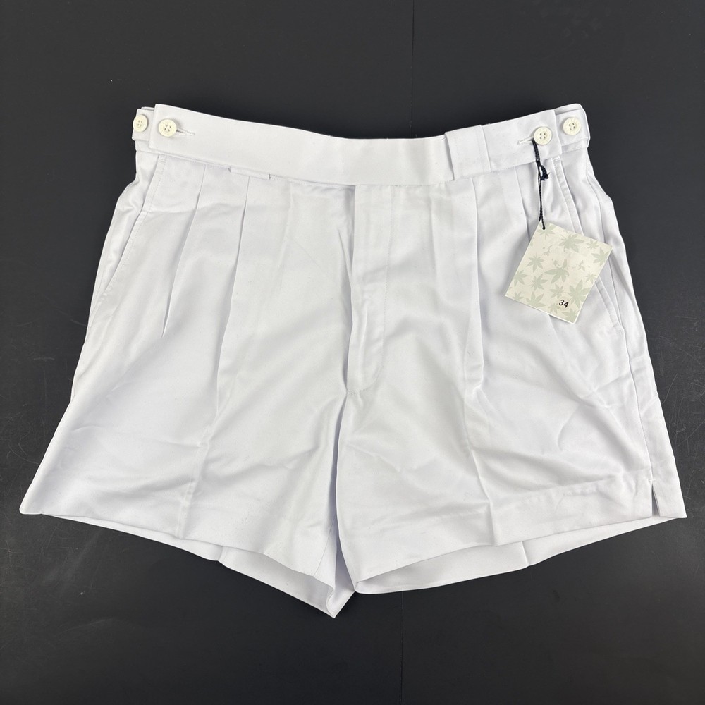 Boast USA Men’s Size 34 White Preppy Tennis Adjustable Shorts NWT NOS