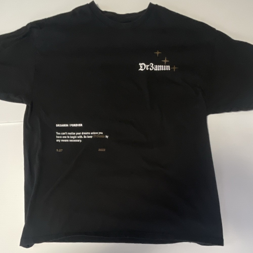 Dr3amin Graphic Print Black Men's Crew Neck Short Sleeve T-Shirt