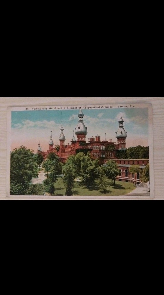 Tampa Bay Hotel & A Glimpse Of Its Beautiful Grounds~Florida FL~Vintage Postcard