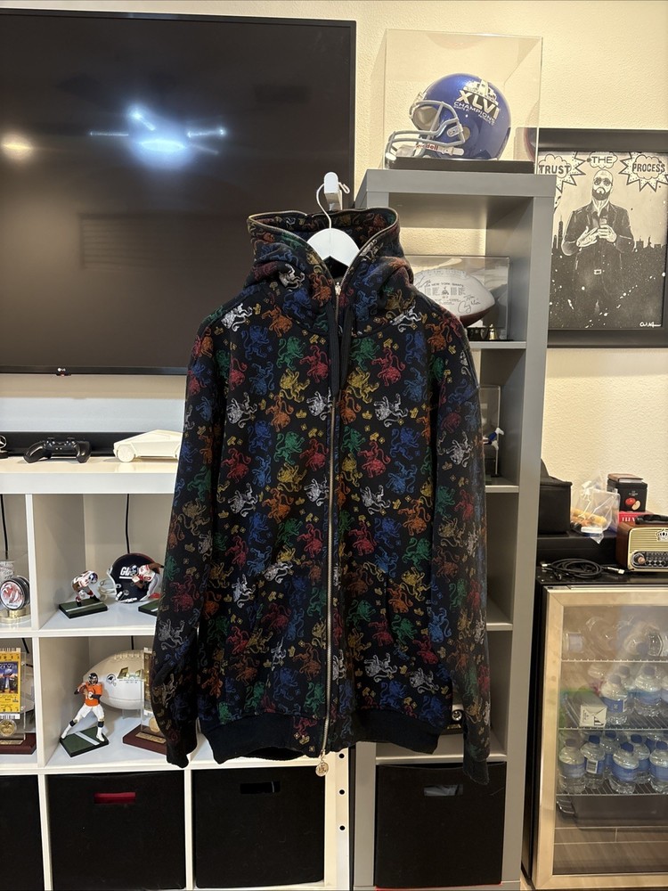 *RARE* Vintage 90s Y2K KANJI Bape Style Skate Hip-Hop Multicolor Full Zip Jacket