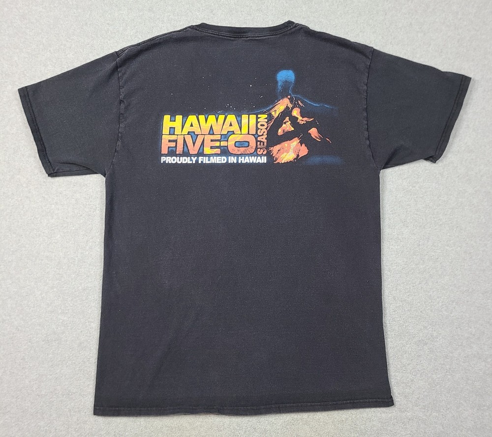Hawaii Five-O FILM CREW Season 4 T-Shirt Men's L Black Cotton Short Sleeve